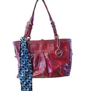 COACH RED  PATENT LEATHER GALLERY TOTE F13761